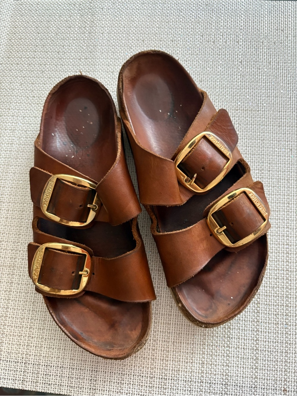 Birkenstock Arizona Big Buckle Slides - Brown & Gold